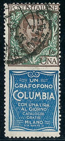 REGNO D'ITALIA - 1924 - 1 lira Columbia - leggera piega diagonale (19...