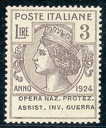 REGNO D'ITALIA - 1924 - Opera Naz. Protez. Assist. Inv. Guerra - 3 lire -...