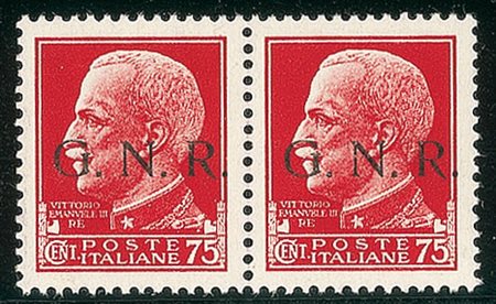 RSI - 1943 - 75 cent - coppia - gomma integra (478/I - 600)