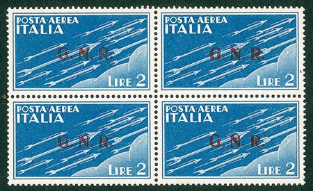RSI - 1943 - 2 lire in quartina - gomma integra - Caffaz (122/II Aerea - 1.800)