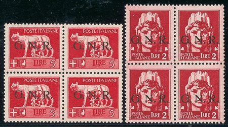 RSI - 1944 - GNR Verona - 15 valori in quartine - gomma integra (470/75 +...