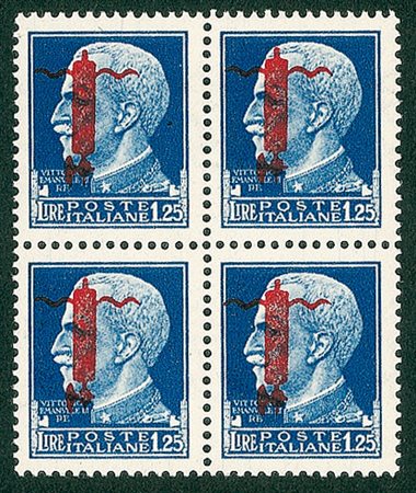 RSI - 1944 - Provvisori - soprastampe capovolte - 5 valori in quartine...