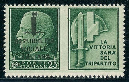 RSI - 1944 - i quattro 25 cent Propaganda con errore Taliana - gomma integra...