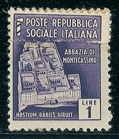 RSI - 1944 - 1 lira Monumenti Distrutti - carta ricongiunta (509c - 800)