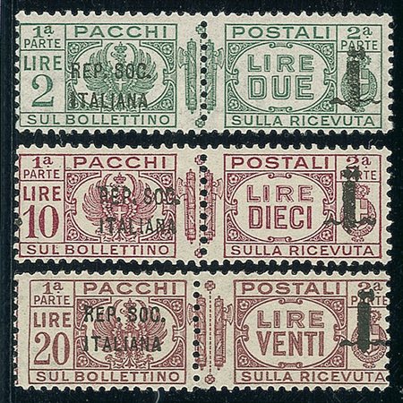 RSI - 1944 - Pacchi Postali - 10 valori - gomma integra - 10 lire con...