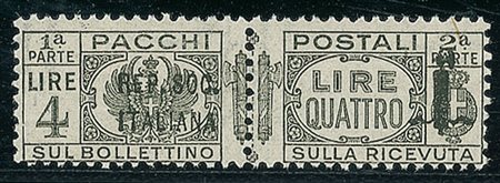 RSI - 1944 - 4 lire - soprastampa di 36 mm. - gomma integra (45a Pacchi...