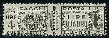 RSI - 1944 - 4 lire - soprastampa di 36 mm. - gomma integra (45a Pacchi...