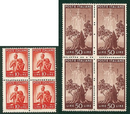 REPUBBLICA - 1945/1948 - Democratica - 20 valori in quartine - gomma integra...