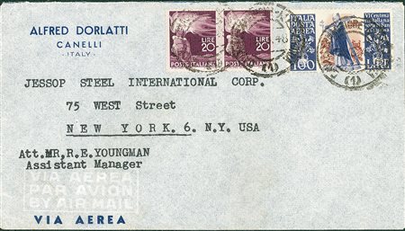 REPUBBLICA - 100 lire S.Caterina + complementari - aerogramma da Siena a New...