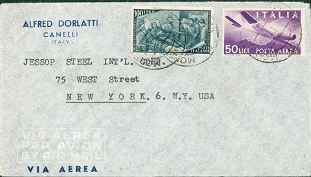 REPUBBLICA - 100 lire Risorgimento + 50 lire Aerea - aerogramma da More....a...