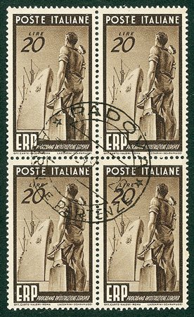 REPUBBLICA - 1949 - ERP - 3 valori in quartine - serie completa (601/603 - 575)