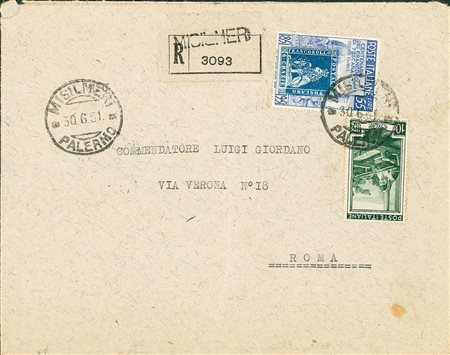 REPUBBLICA - 55 lire Toscana + 10 lire Lavoro - raccomandata da Misilmeri a...