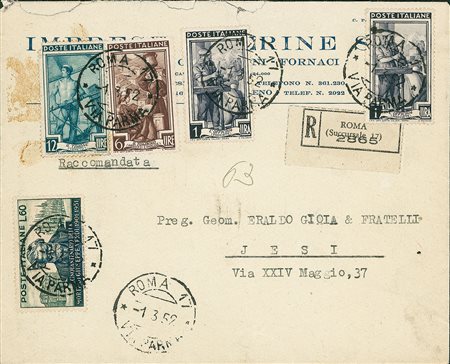 REPUBBLICA - 60 lire Verdi + complementari Lavoro - raccomandata da Roma a...