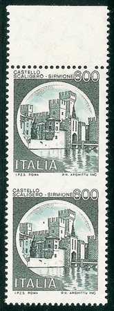 REPUBBLICA - 1980 - 600 lire Sirmione - coppia verticale dentellata al centro...