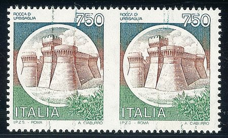 REPUBBLICA - 1980 - 750 lire Urbisaglia - coppia non dentellata al centro -...