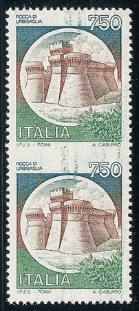 REPUBBLICA - 1980 - 750 lire Urbisaglia - coppia verticale non dentellata al...