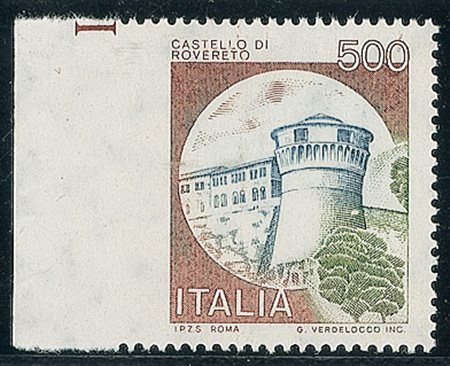 REPUBBLICA - 1980 - 500 lire Rovereto - non dentellato a sinistra - gomma...