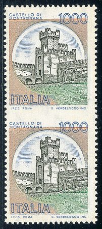 REPUBBLICA - 1980 - 1000 lire Montagnana - coppia verticale non dentellata al...