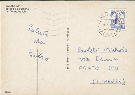 REPUBBLICA - 200 lire Lucera - isolato su cartolina da Talamone a Prato del...