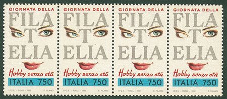 REPUBBLICA - 1992 - 750 lire Filatelia - striscia di quattro - pezzo di...