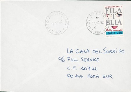 REPUBBLICA - 1992 - 750 lire Filatelia - senza occhio sinistro - busta da...