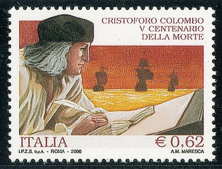 REPUBBLICA - 2006 - 0,62 euro Colombo - gommato al recto con gomma integra...