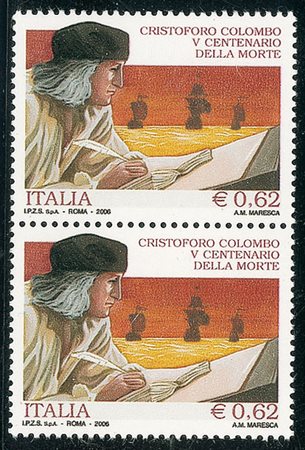 REPUBBLICA - 2006 - 0,62 euro Colombo - coppia gommata al recto - gomma...