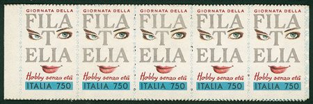 REPUBBLICA - 1972 - Libretto Filatelia - strisca di cinque senza I.P.Z.S. (15...