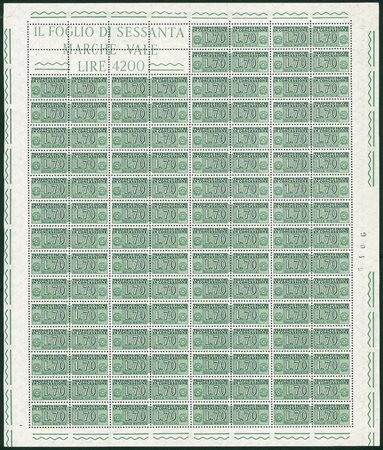 REPUBBLICA - 1958/1966 - 60 lire + 70 lire - filigrana stelle - due fogli...