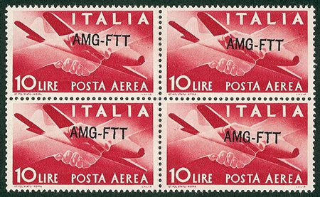 EMISSIONI LOCALI - 1949 - 10 lire - quartina con soprastampe oblique - gomma...