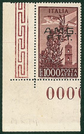 EMISSIONI LOCALI - 1948 - 1000 lire - angolo di foglio - gomma integra (16...