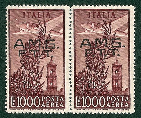 EMISSIONI LOCALI - 1948 - 1000 lire - coppia - gomma integra (16 Aerea - 700)