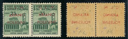 EMISSIONI LOCALI - ARIANO POLESINE - 1945 - 25 cent - coppia con soprastampa...