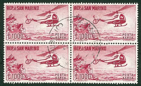 SAN MARINO - 1961 - 1000 lire Elicottero - quartina (138 Aerea - 180)