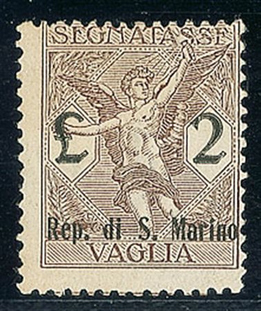 SAN MARINO - 1924 - 2 lire - gomma integra - Diena (5 Segnatasse Vaglia - 750)
