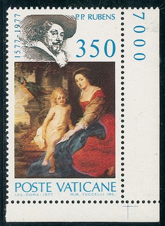 VATICANO - 1977 - 350 lire Rubens - Madonna con manto blu - gomma integra -...