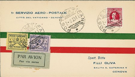VATICANO - Primo Servizio Postale Aereo Vaticano Genova - 2.8.29