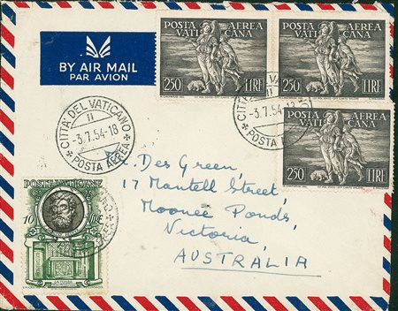 VATICANO - Tre pezzi del 250 lire Tobia + complementare su aerogramma per...