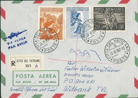 VATICANO - 250 lire Tobia + complementari - aerogramma per il Sud Africa del...