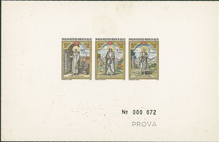 SMOM - SMOM - 1976 - Prove - Natale - i 3 valori non dentellati su foglietto...