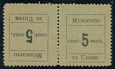 OCCUPAZIONI - Udine - 1918 - 5 cent - coppia tete beche - Raybaudi (1c - 2.500)