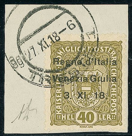 OCCUPAZIONI - 1918 - 40 heller - Diena + cert. Cerruti (10 - 350+)