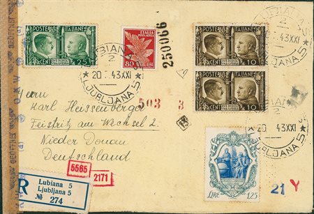 OCCUPAZIONI - Lubiana - raccomandata per la Germania del 20.7.43
