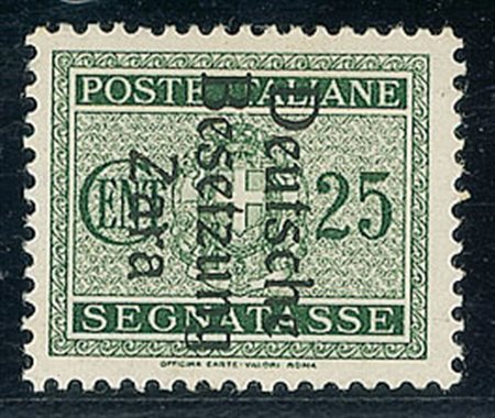 OCCUPAZIONI - 1943 - 25 cent - gomma integra - cert. Raybaudi (4 Segnatasse -...