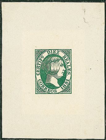 EUROPA - Falso Sperati - 10 reales - foglietto applicato su cartoncino (tipo 11)