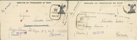 OLTREMARE - India - Service of Prisoners of War - due pieghi da Bombay a Roma...