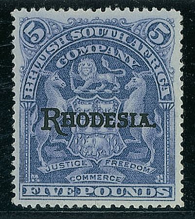 OLTREMARE - Rhodesia - 1909 - 5 sterline - senza gomma (16)
