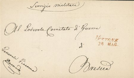 PREFILATELICHE-FRANCHIGIE-DOCUMENTI - 1848 - Comando del Corpo di...