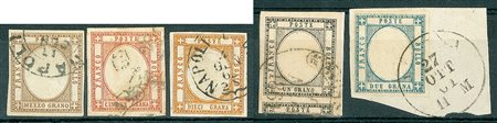 LOTTI VOLUMINOSI - NAPOLI - 1861 - Province Napoletane - cinque pezzi usati -...