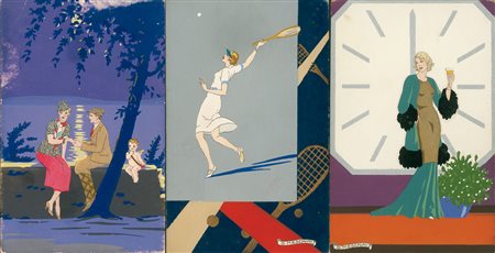 LOTTI VOLUMINOSI - CARTOLINE - Meschini - 1920 - Dipinte a mano - sette...